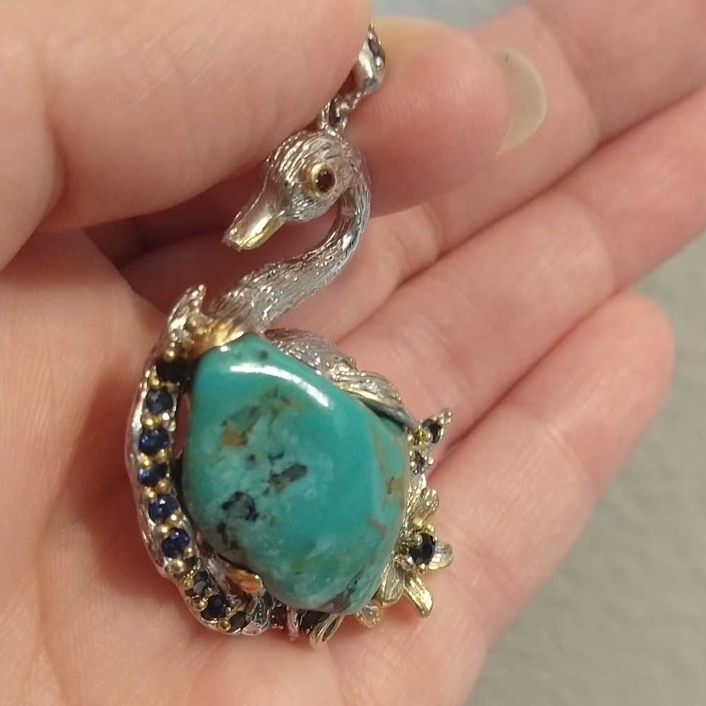 Wonderful genuine Arizona turquoise pendant - Picture 4 of 8